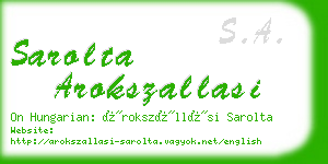 sarolta arokszallasi business card
